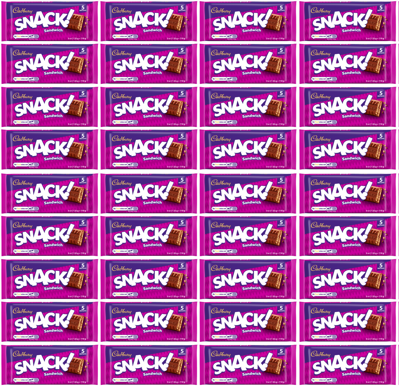 36 x Cadbury Snack Sandwich (5 Packs) 22g