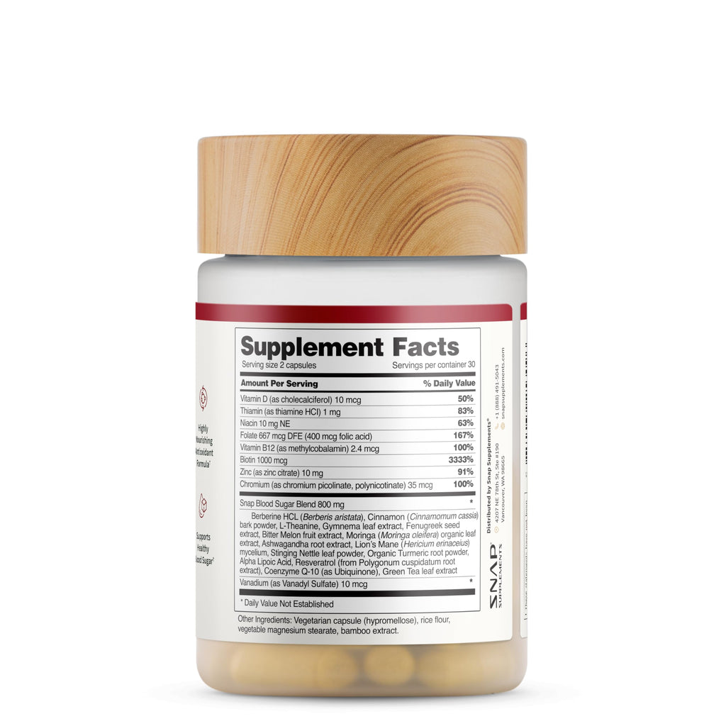 Snap Supplements Blood Sugar Blend - 180 Count | Balanced Energy Support