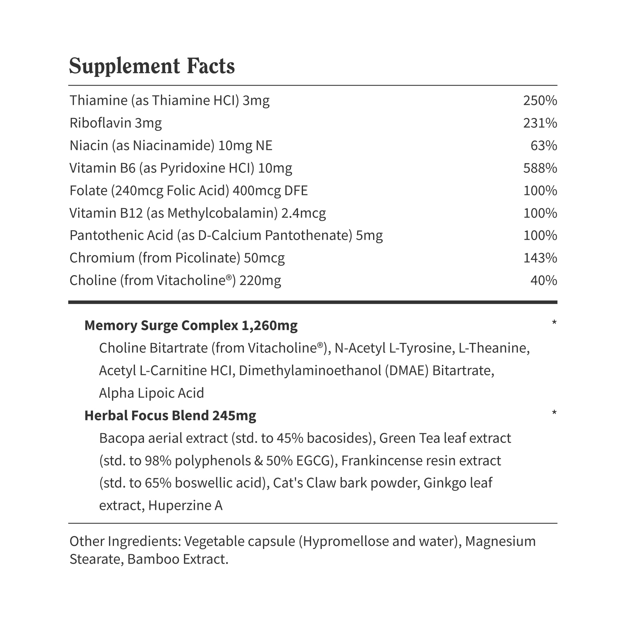 Snap Supplements Brain Booster Nootropics - Memory & Focus, 60 Caps
