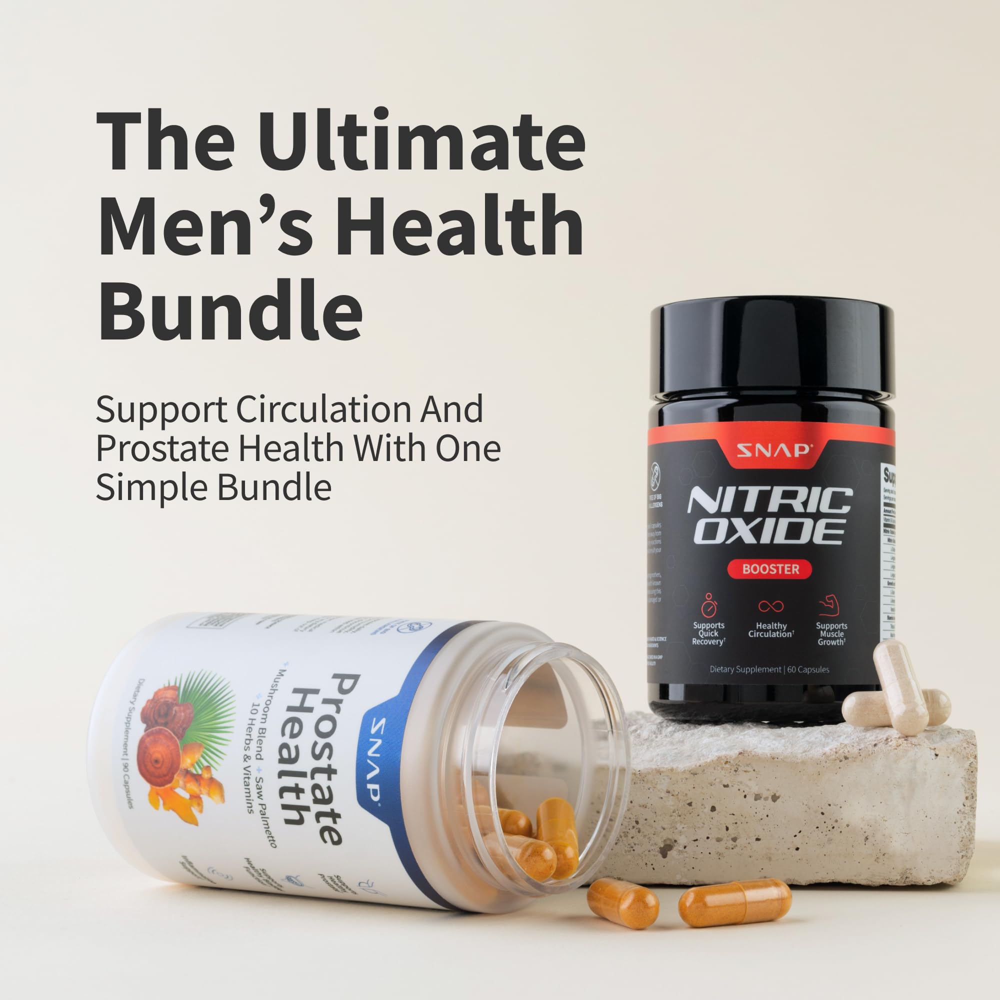 Snap Supplements Prostate Health & Nitric Oxide Bundle for Men – 180 Vegetarian Capsules