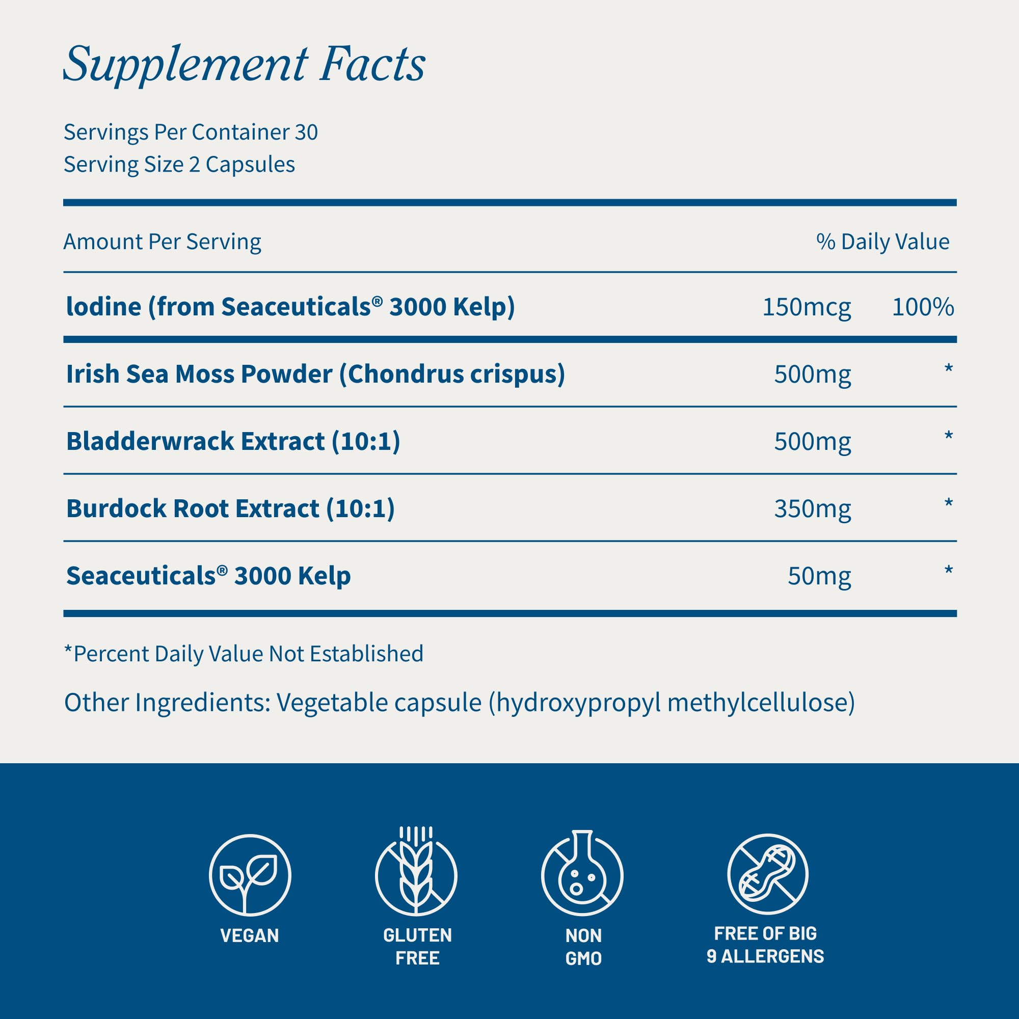 Irish Sea Moss with Bladderwrack & Iodine – Immune & Skin Support