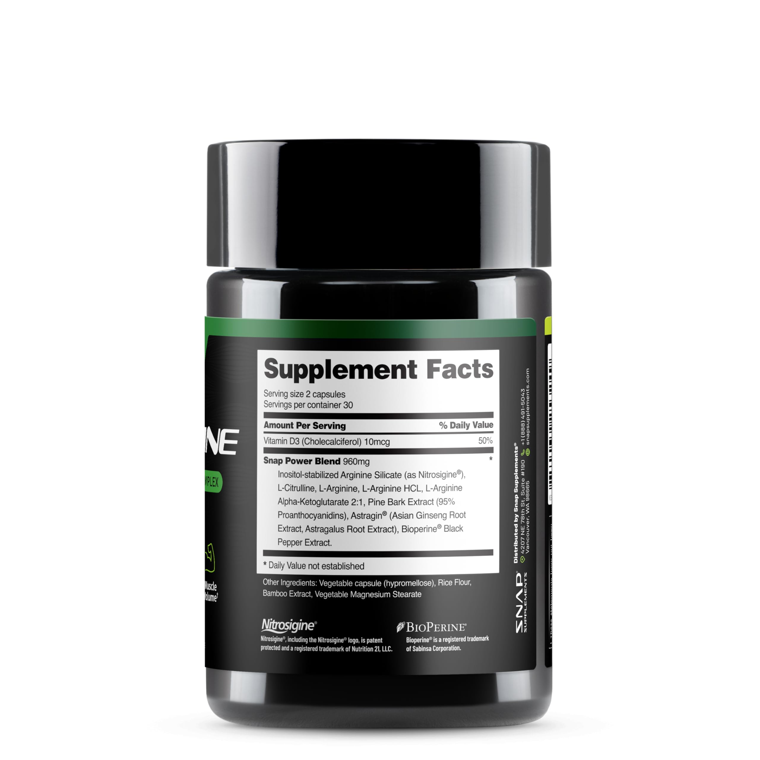 Snap Supplements L Arginine Capsules – Energy, Blood Flow, Muscle Growth & Cardio Health | 60 Veg Capsules