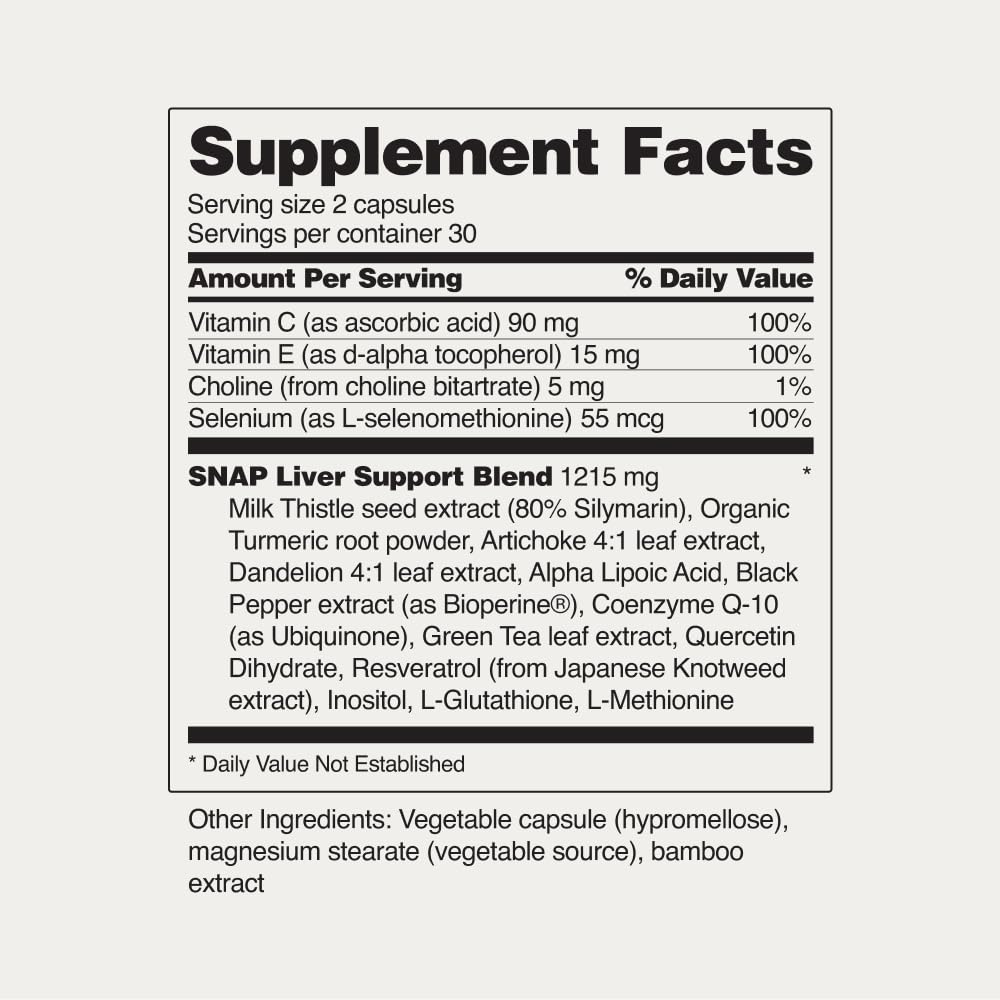 Snap Supplements Liver Health & Detox – 60 Vegetarian Capsules (2-Pack)