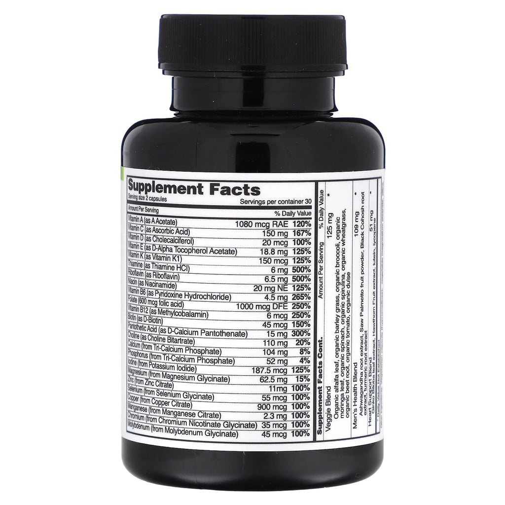 Snap Supplements Men's Multivitamins – Daily Vitamins & Minerals for Men (60 Capsules)