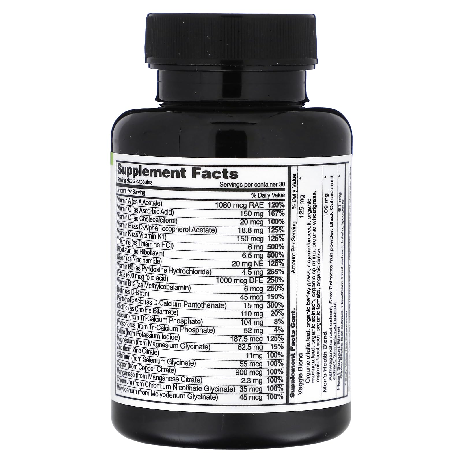 Snap Supplements Men's Multivitamins – Daily Vitamins & Minerals for Men (60 Capsules)