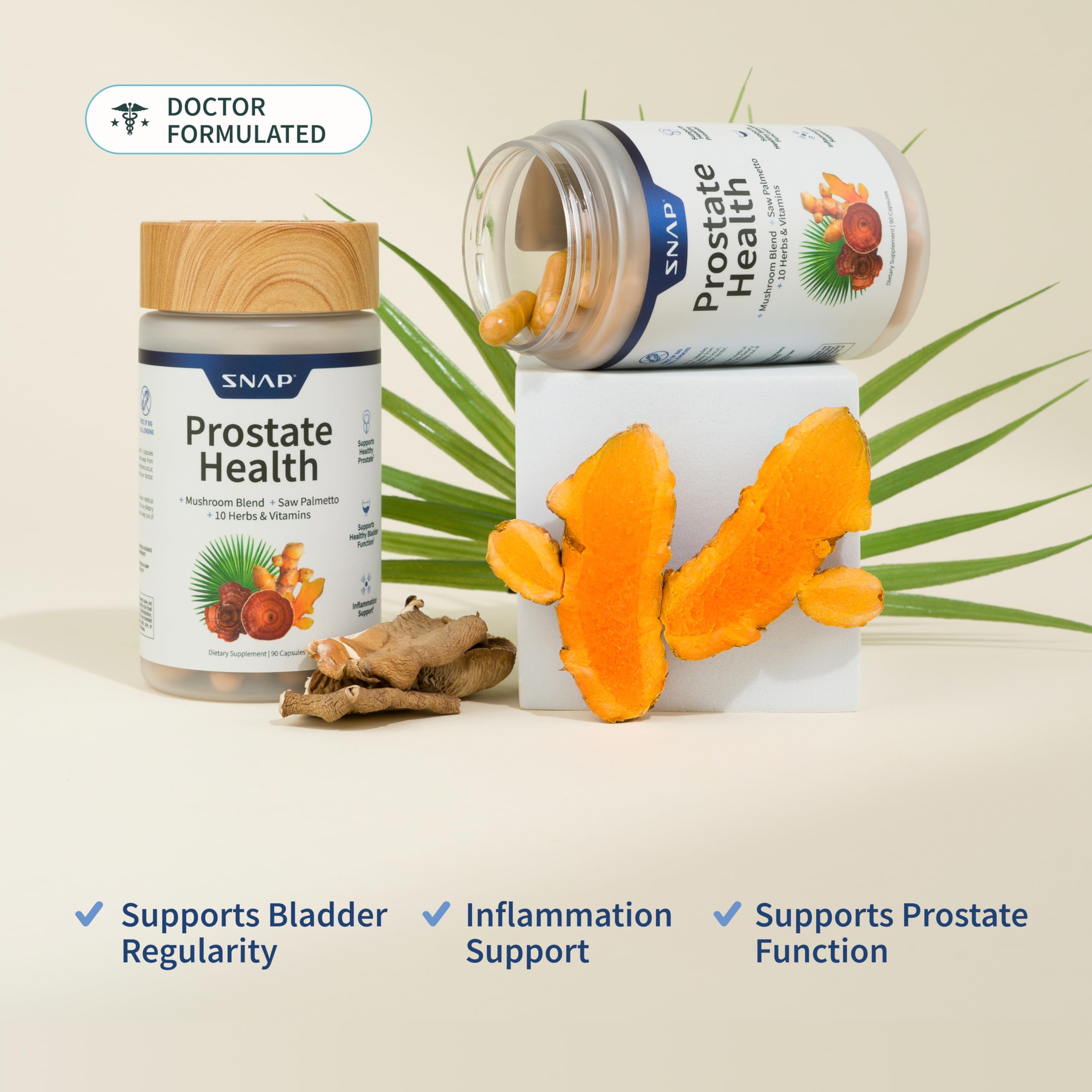 Snap Supplements Prostate Health with Saw Palmetto – DHT Blocker for Men, 90 Veggie Caps