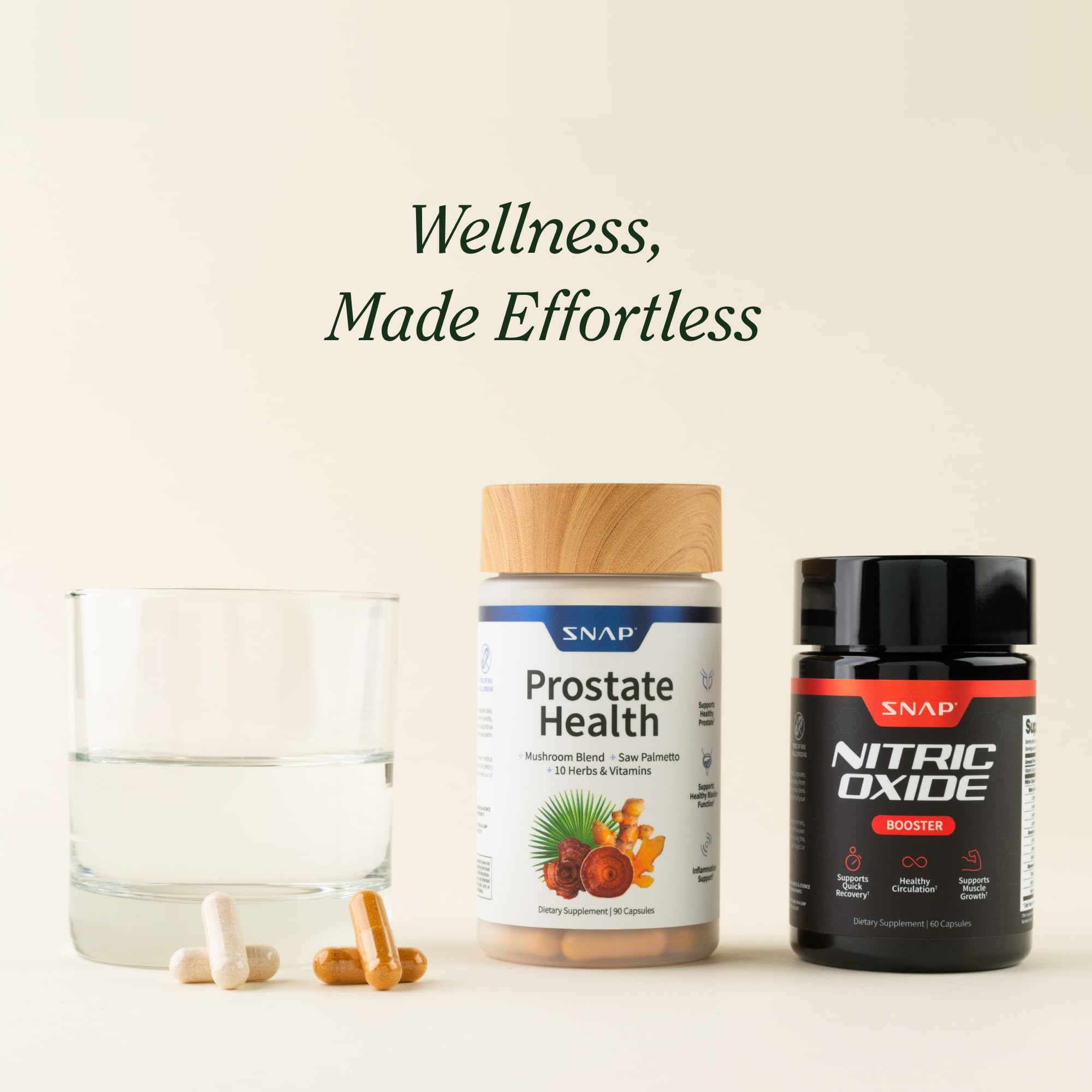 Snap Supplements Prostate Health & Nitric Oxide Bundle for Men – 180 Vegetarian Capsules