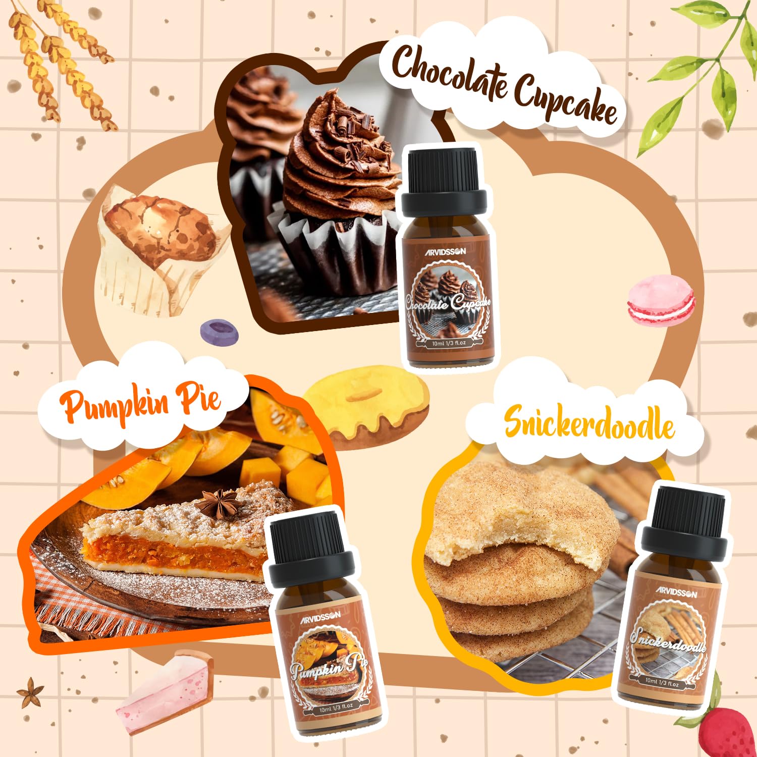 Bakery Fragrance Oils Set | ARVIDSSON Dessert Scents for Candles