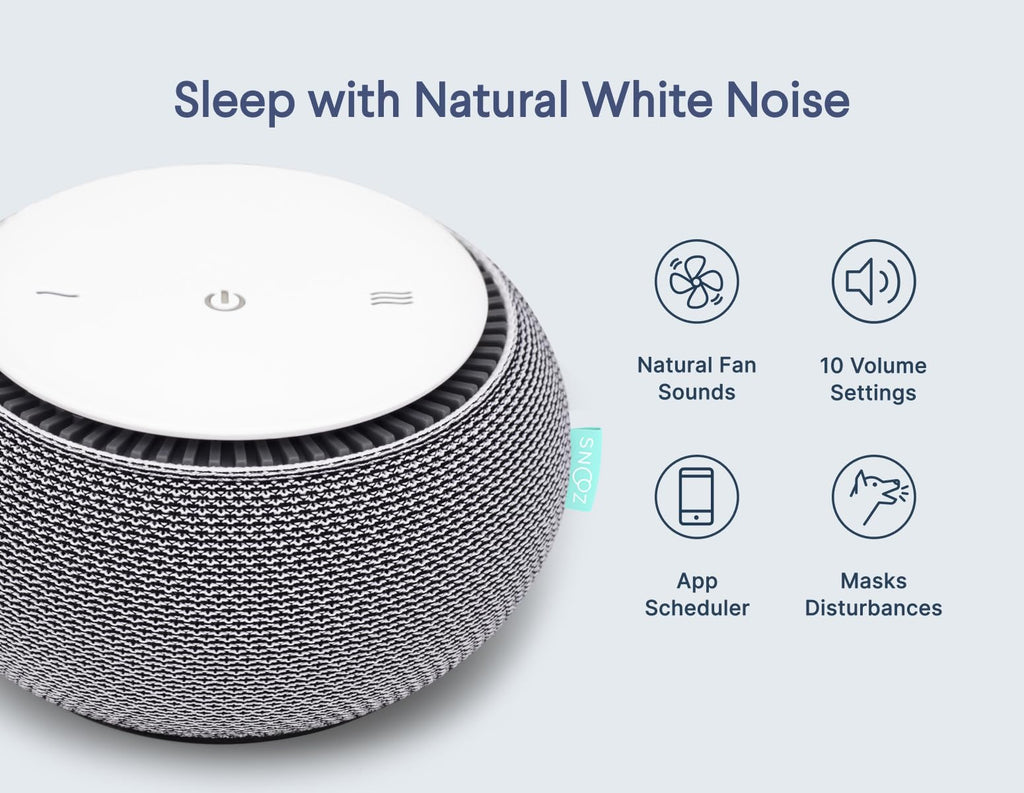 SNOOZ Smart White Noise Machine — Real Fan Inside, Non-Looping Sleep Aid
