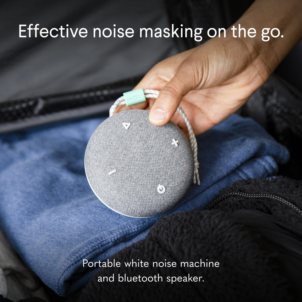 SNOOZ Go Portable Travel Sound Machine — 6 Sounds, Bluetooth Speaker, 20h Battery, Charcoal