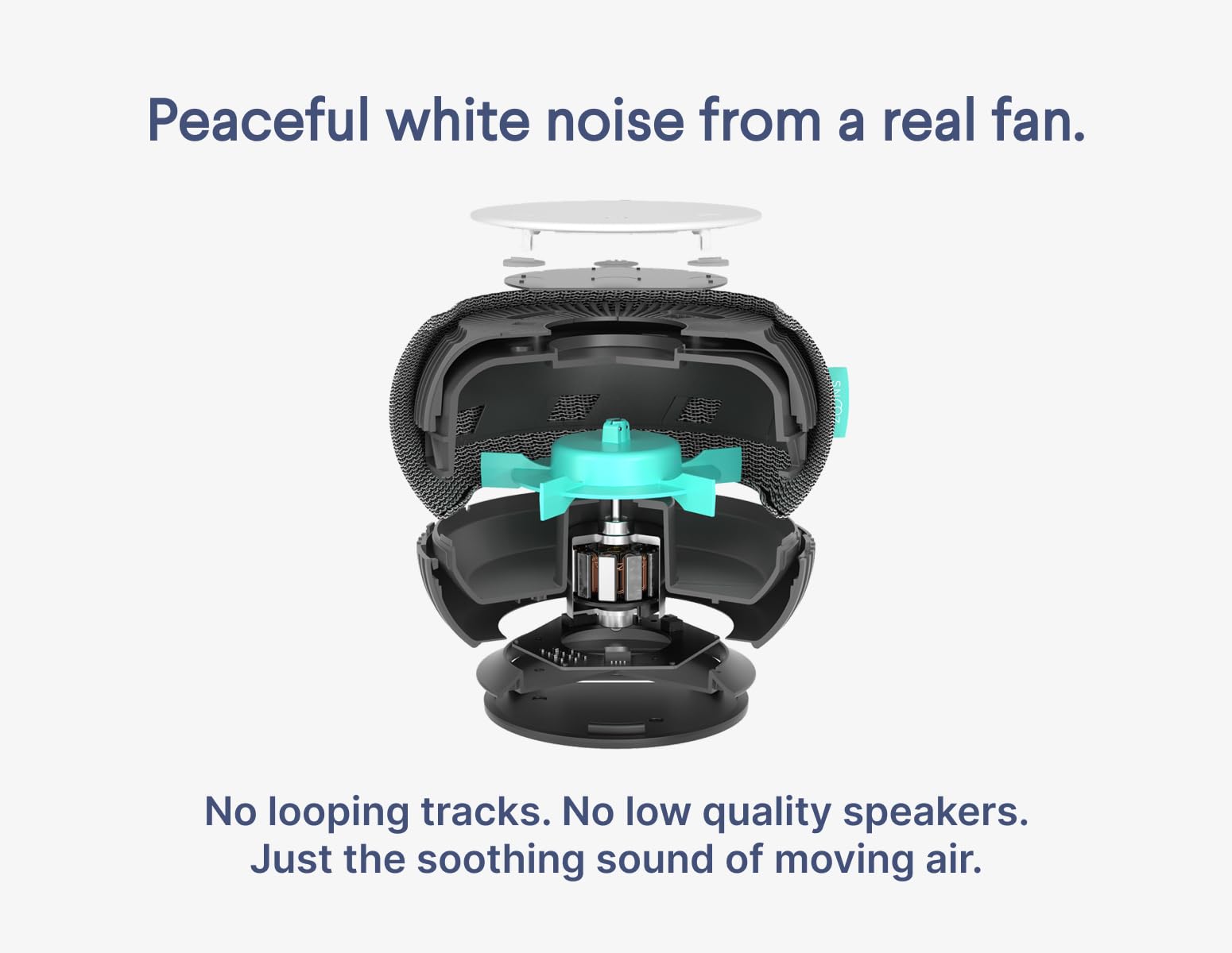 SNOOZ Smart White Noise Machine — Real Fan Inside, Non-Looping Sleep Aid