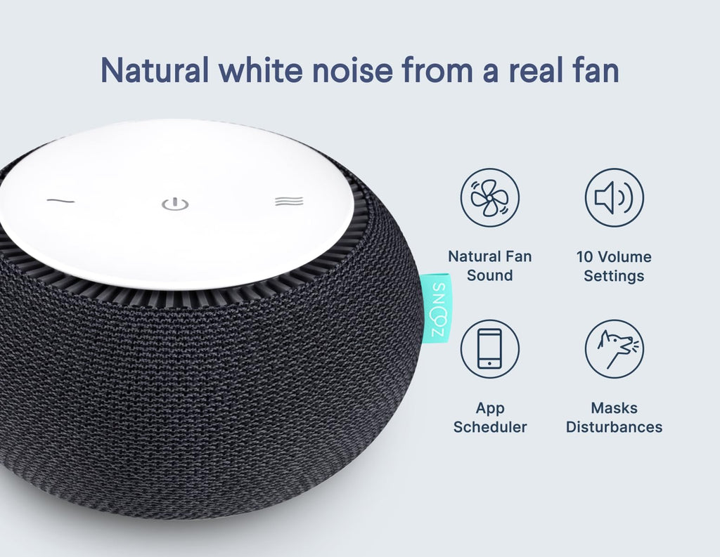 SNOOZ Smart White Noise Machine – Real Fan Inside, Non-Looping Sleep Aid (Charcoal)