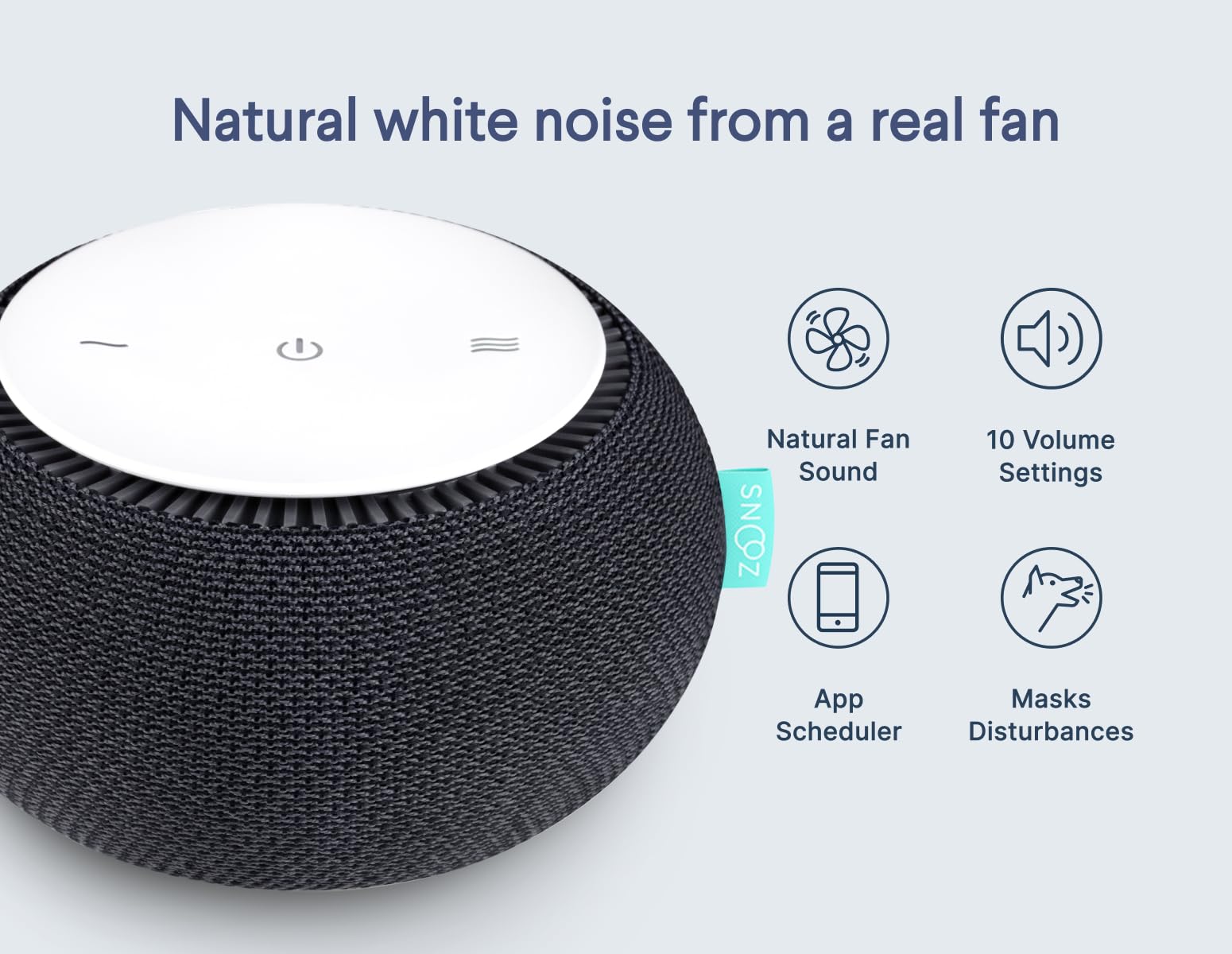 SNOOZ Smart White Noise Machine – Real Fan Inside, Non-Looping Sleep Aid (Charcoal)