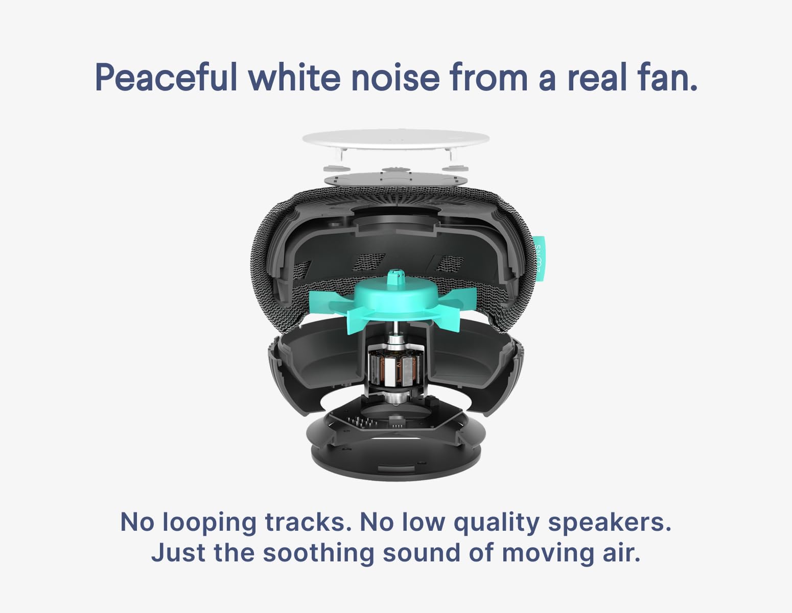 SNOOZ Smart White Noise Machine – Real Fan Inside, Non-Looping Sleep Aid (Charcoal)