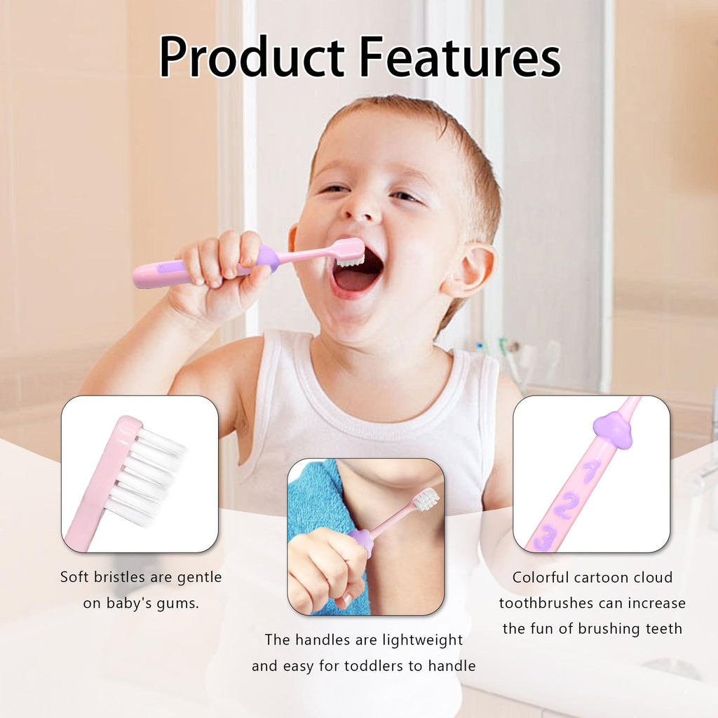 SNOWROSE 8 Pcs Kids Toothbrushes - Soft Bristles for 2–12 Years Old - Multicolor Baby Toothbrush Pack