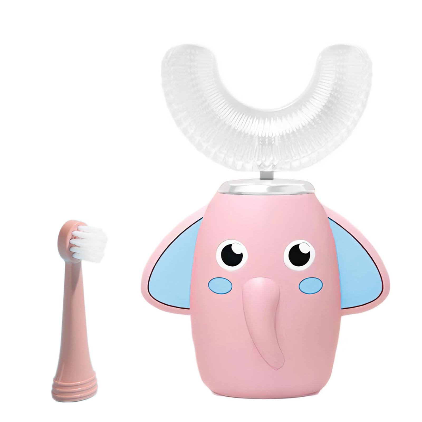 SNOWROSE Kids U-Shaped Electric Toothbrush | 2-12 Years | IPX7 Waterproof | 2 Brush Heads | 3 Modes | Pink