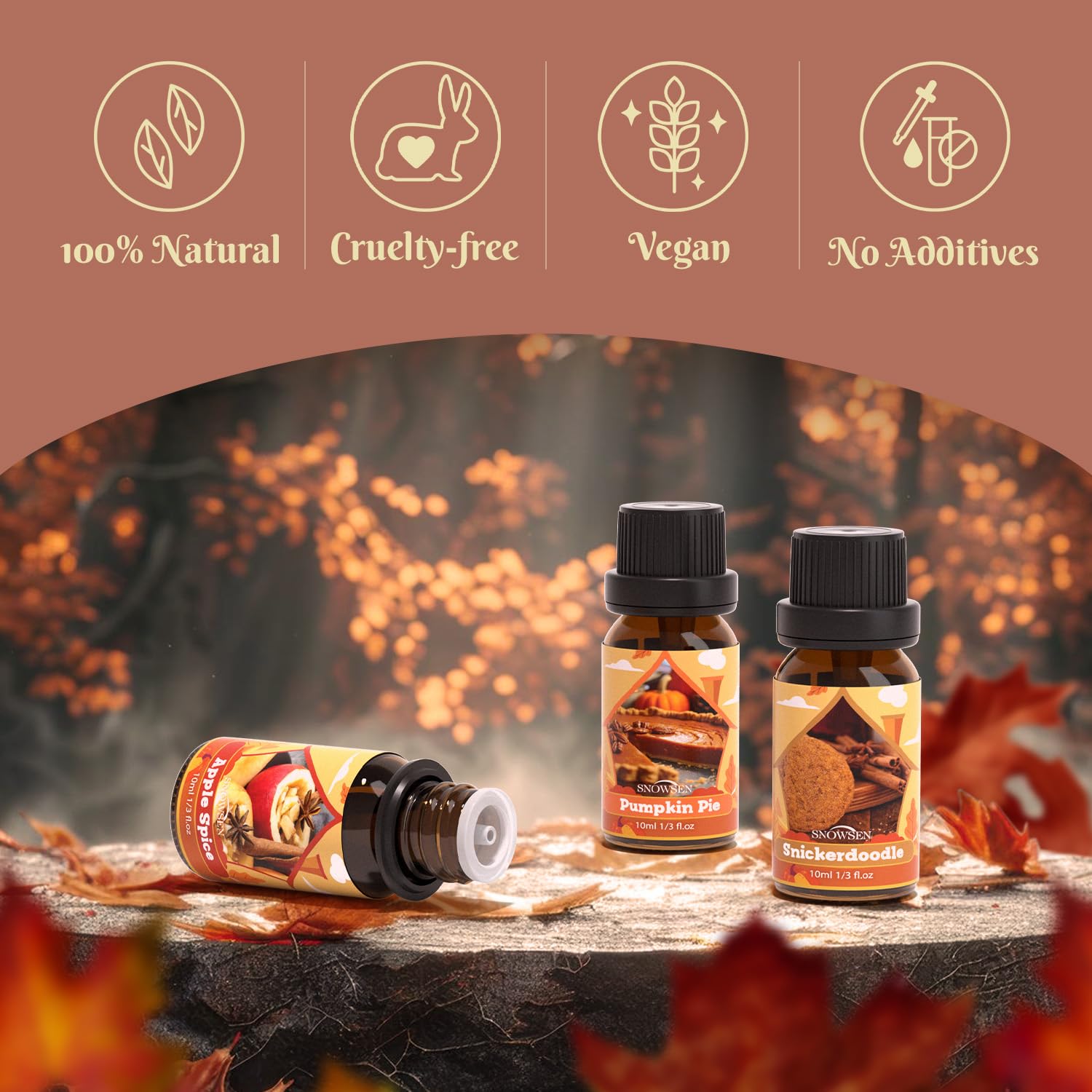 SNOWSEN Autumn Essential Oil Set – 6x10ml for Diffusers, Soaps & Candles