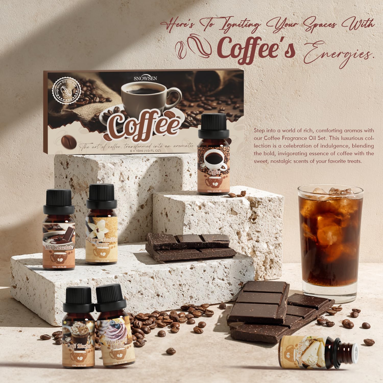 SNOWSEN Coffee Fragrance Oil Set | Premium Essential Oils for Diffusers, Candles & Soaps