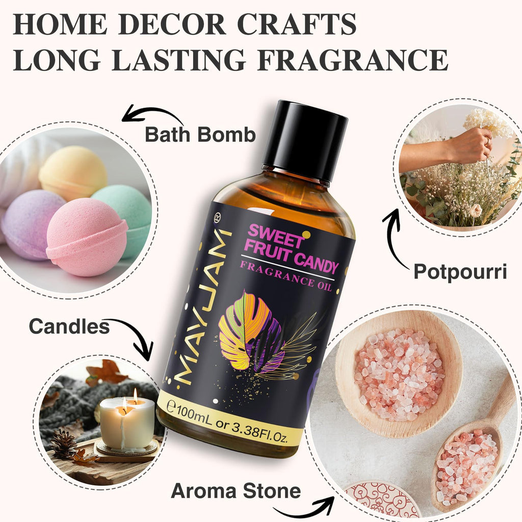 Sweet Fruit Candy Fragrance Oil for Diffusers - MAYJAM 100ml (3.38fl oz) Long-Lasting Scent