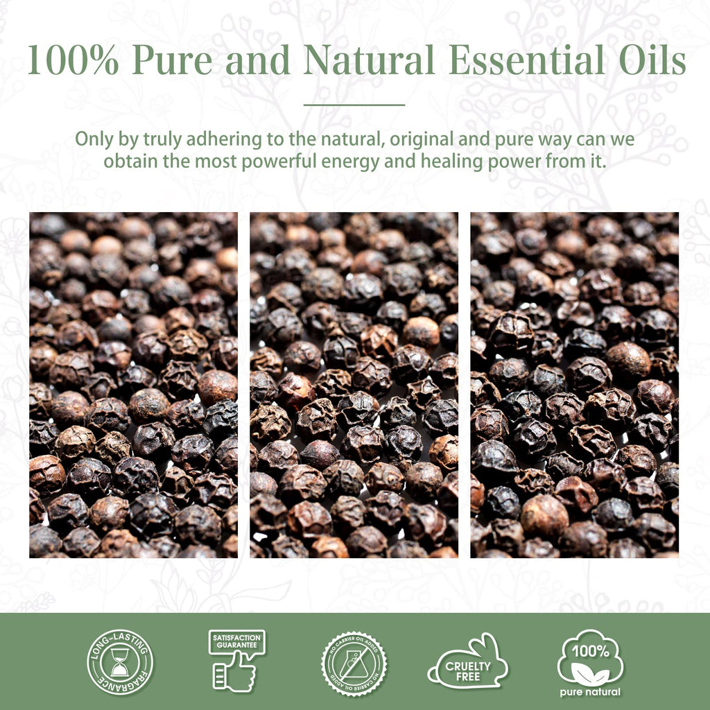 Black Pepper Essential Oil 100ml (3.38 fl oz) | PHATOIL Pure Aromatherapy Oil for Diffuser, Humidifier, DIY Soap, Candles, Bath Bombs