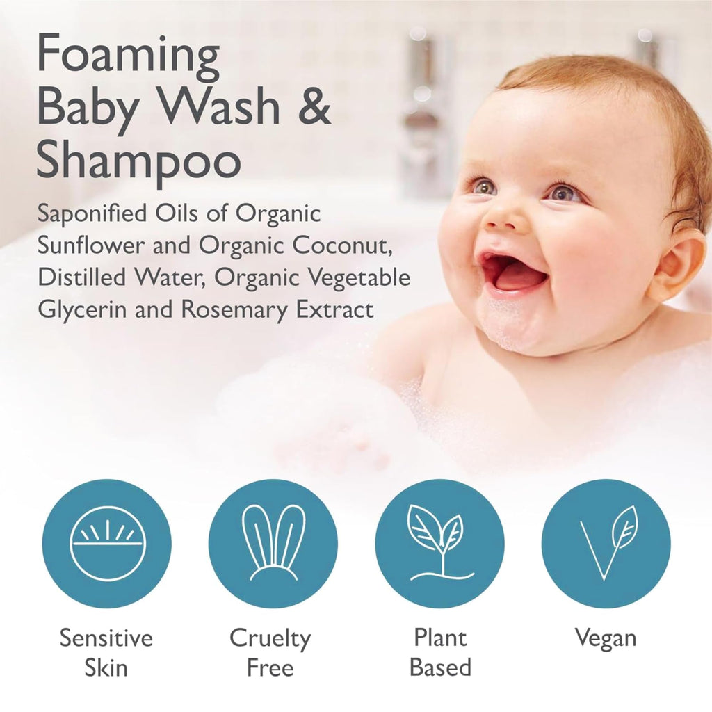 SoCal Suds & Company 2-in-1 Organic Foaming Baby Wash & Castile Shampoo Refill - Fragrance-Free, 32oz