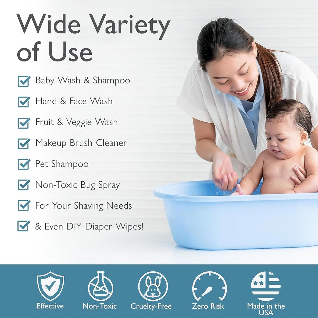 SoCal Suds & Company 2-in-1 Organic Foaming Baby Wash & Castile Shampoo Refill - Fragrance-Free, 32oz