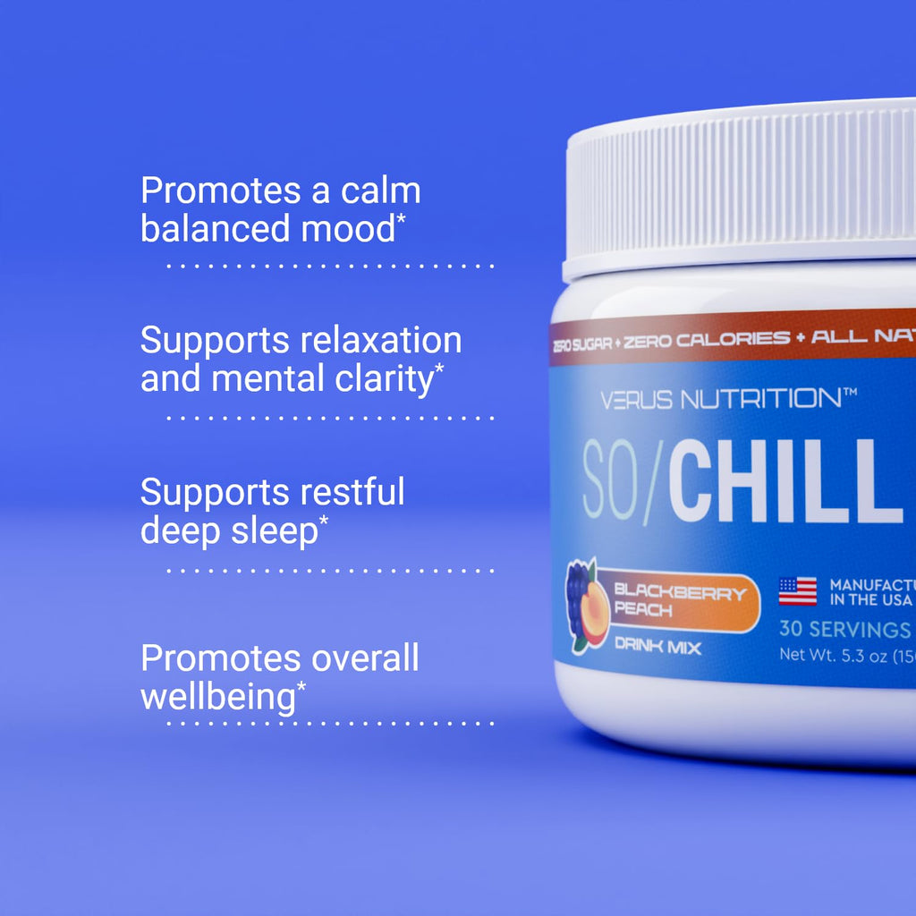 VERUS NUTRITION SoChill Powdered Drink Mix – Tropical Drift (Blackberry Peach) | No Sugar | Relaxation & Mood Support