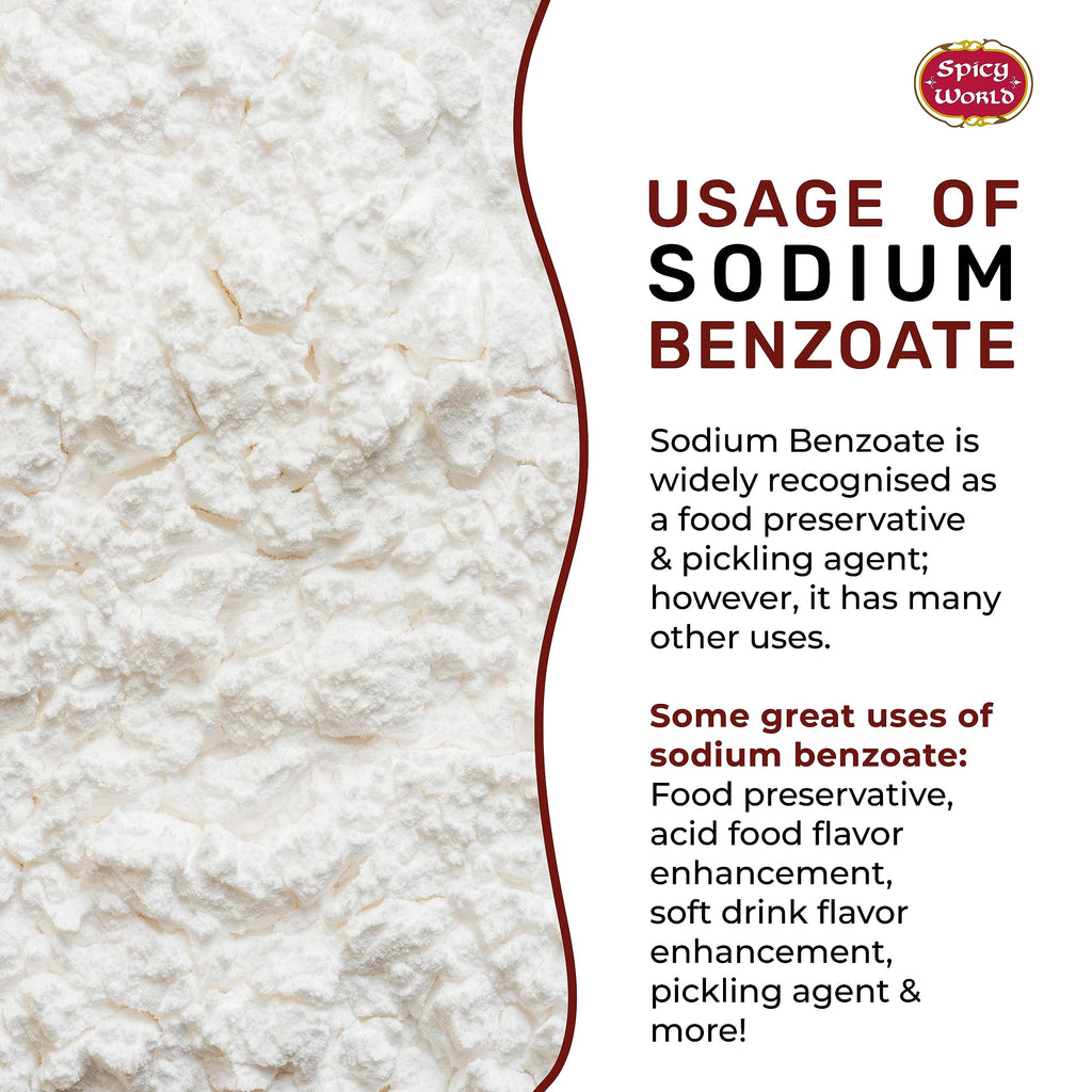 Spicy World Sodium Benzoate 5 LB (80 Oz) – 99% USP/FCC Grade, Additive & Preservative