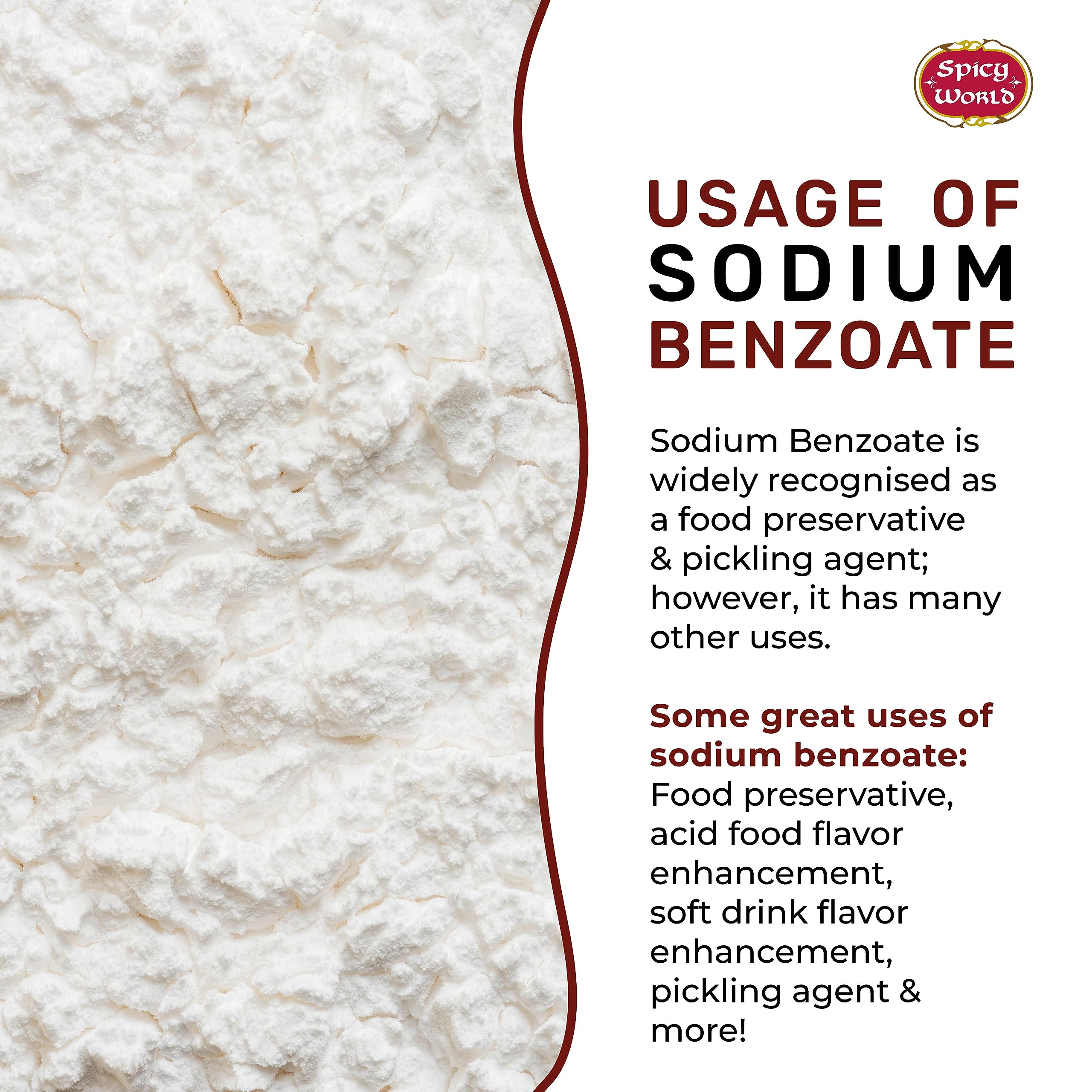 Spicy World Sodium Benzoate 5 LB (80 Oz) – 99% USP/FCC Grade, Additive & Preservative