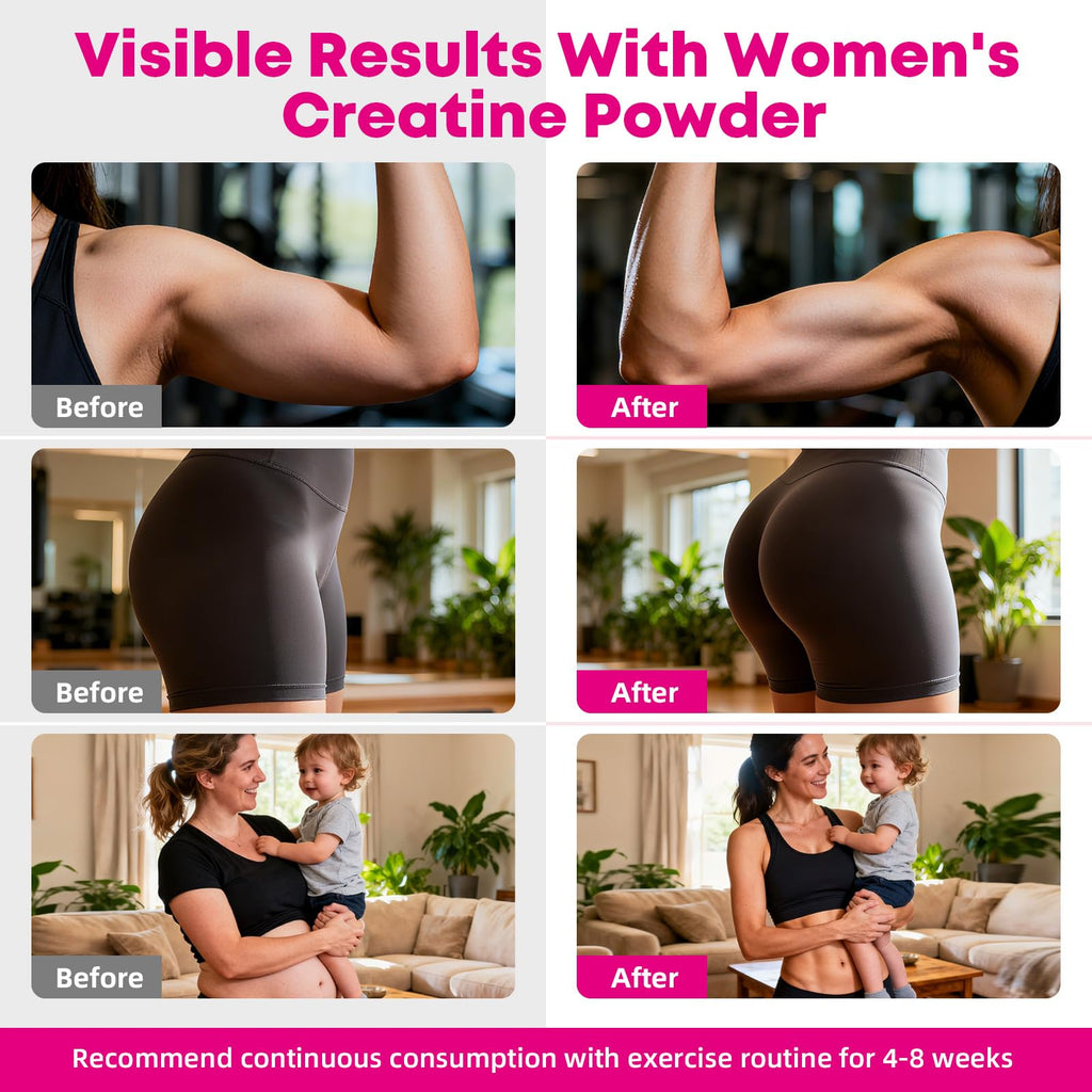 Women’s Creatine Powder Travel Packets – 30 Raspberry Packs | Creatine Monohydrate & Collagen