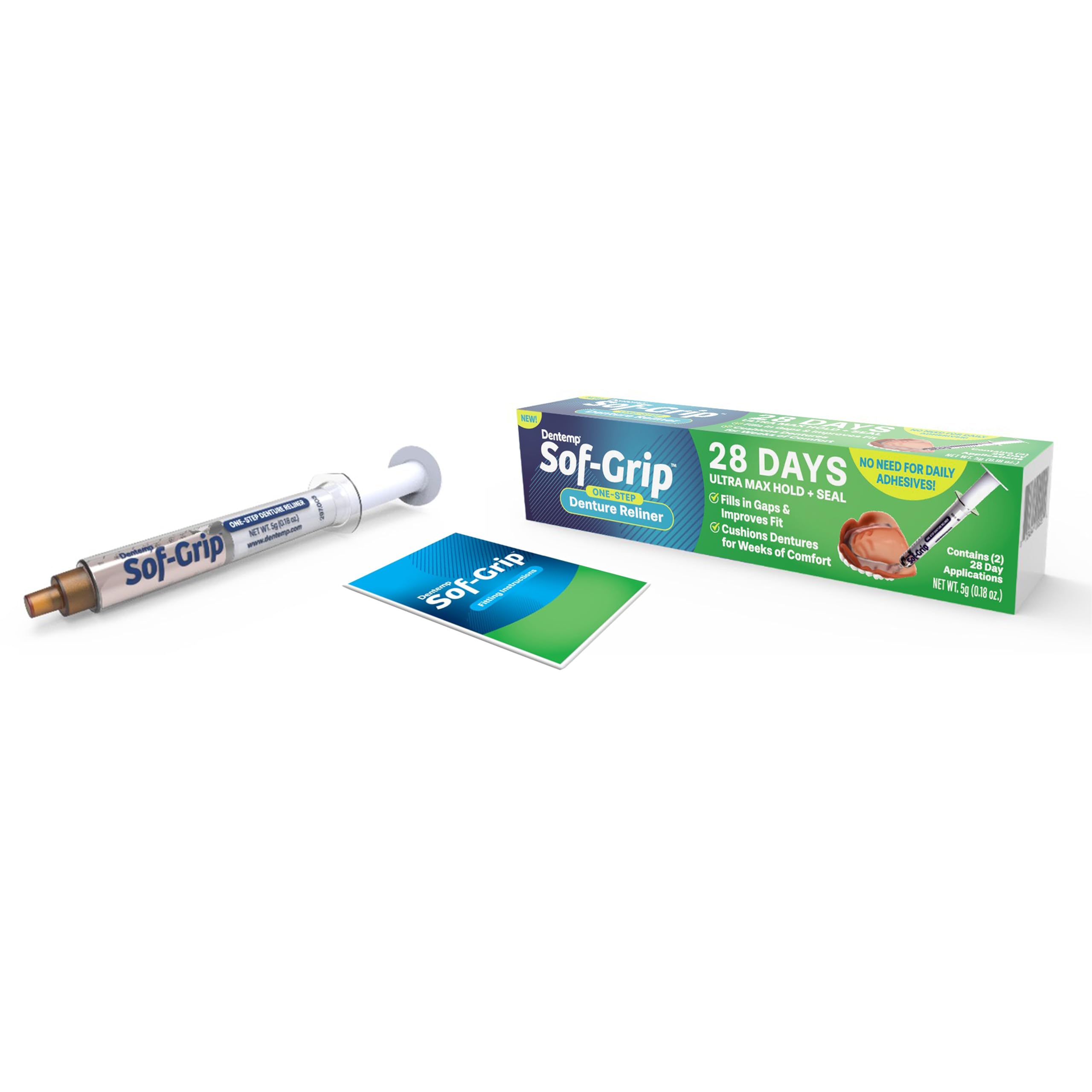 Dentemp Sof-Grip 1-Step Denture Care - 5g (1 Pack) | Instant Comfort