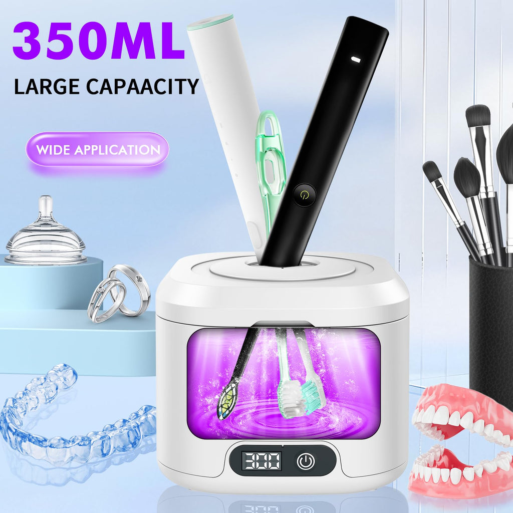 Soffiya 49kHz Dental Ultrasonic Retainer Cleaner – 350ml UV Cleaning for Dentures, Mouth Guards, Aligners & Braces