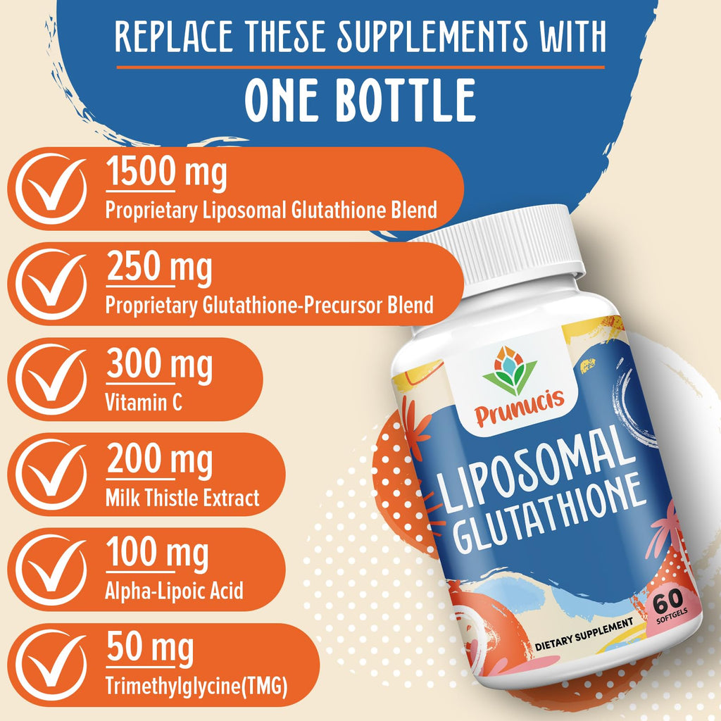 2400mg Liposomal Glutathione with Vitamin C, Milk Thistle & Alpha-Lipoic Acid | 60 Softgels