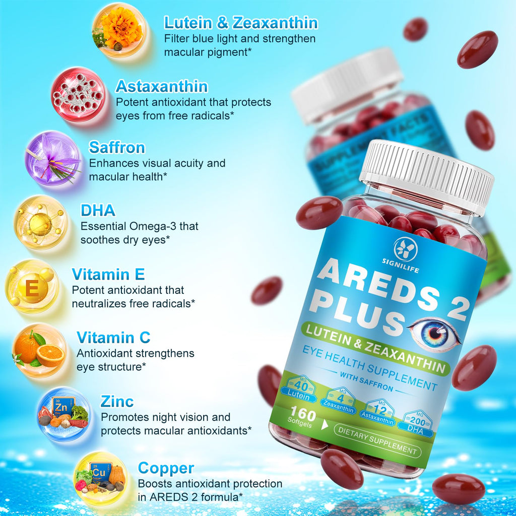 AREDS 2+ Eye Vitamins Softgels 160 Count | Lutein 40mg, Zeaxanthin 4mg