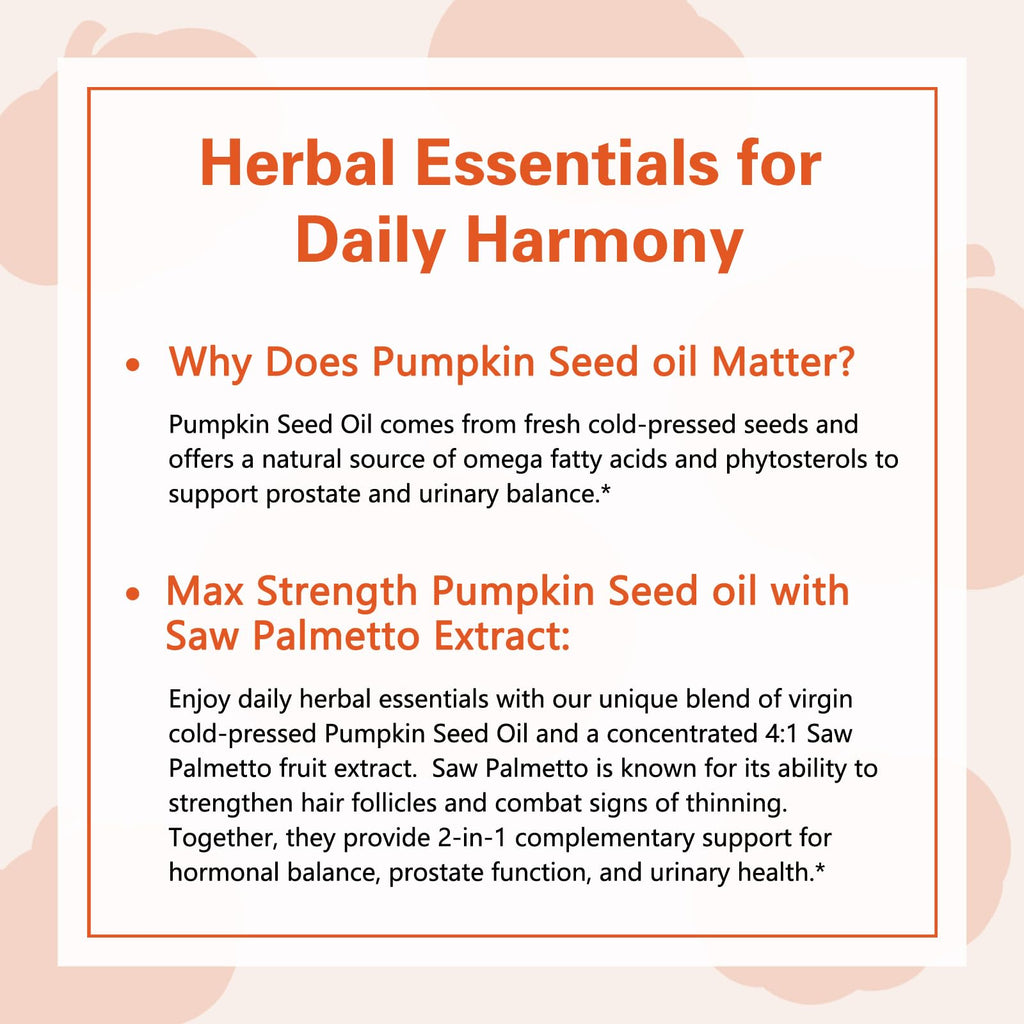 Pumpkin Seed Oil with Saw Palmetto 3000mg | 300 Softgels | Cold Pressed