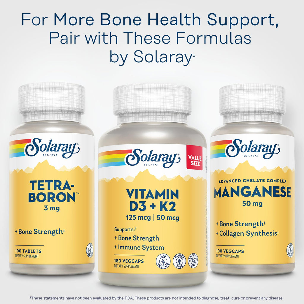 SOLARAY Vitamin D3 K2 5000 IU/50 mcg MK-7 – Bone & Immune Support (Soy-Free, 180 VegCaps)