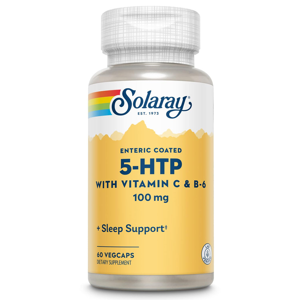 SOLARAY 5-HTP Sleep Supplement with Vitamin C & B-6 – Lab Verified, 60 Servings