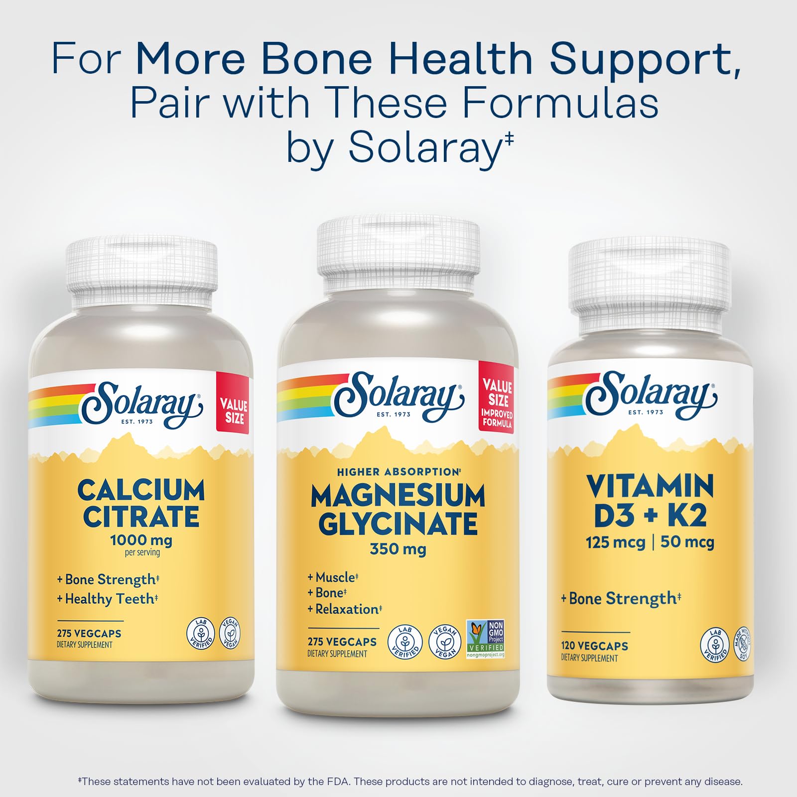 SOLARAY Magnesium Glycinate Capsules | Chelated Magnesium Bis Glycinate with BioPerine for Higher Absorption | Vegan, 275 VegCaps, 68 Servings
