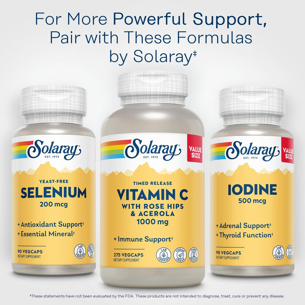 Solaray Selenium 200mcg Yeast-Free – Thyroid & Immune Support, 90 VegCaps