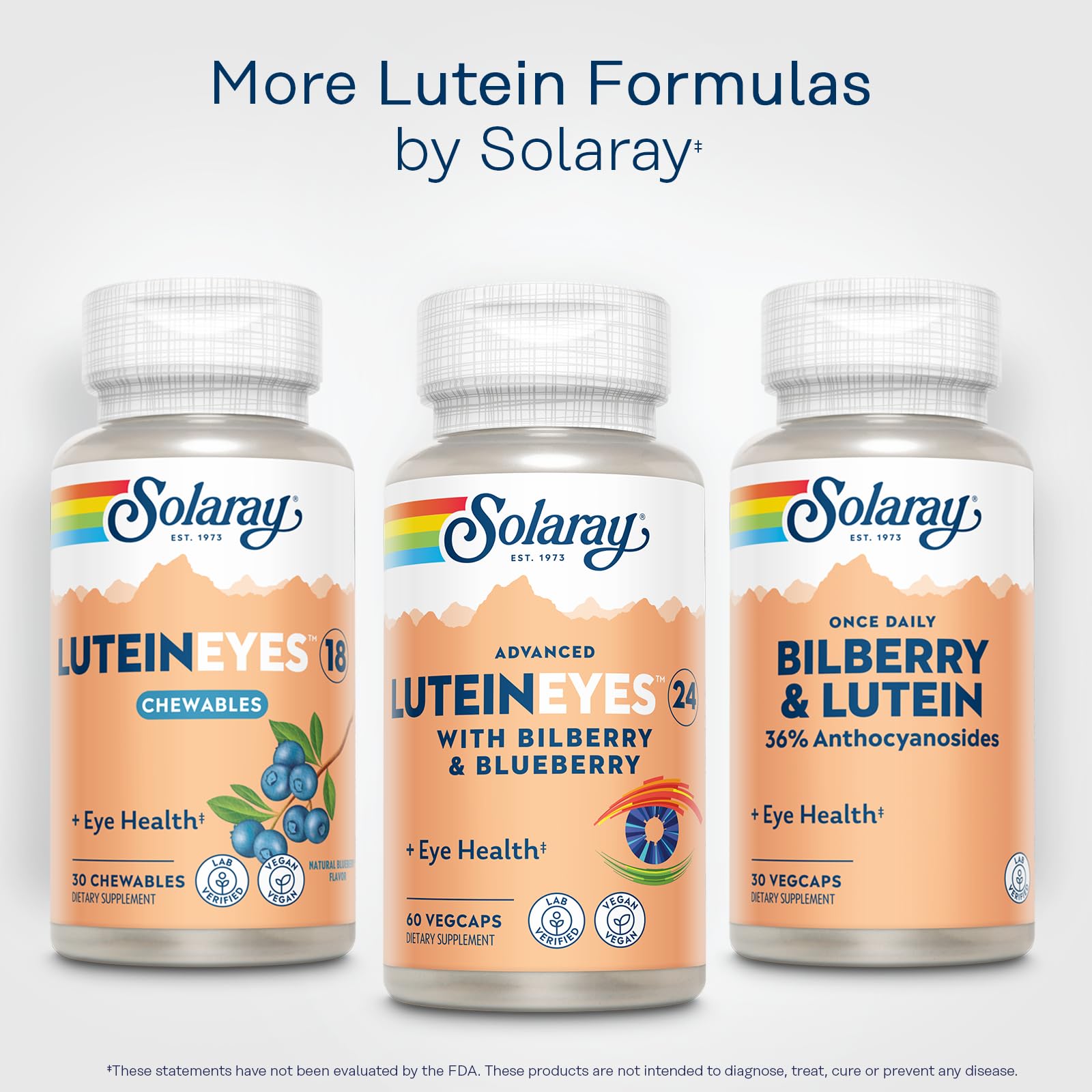 SOLARAY Advanced Lutein Eyes 24 mg – Eye Health Support with Lutein & Zeaxanthin, Bilberry & Blueberry, Vegan, 60 VegCaps