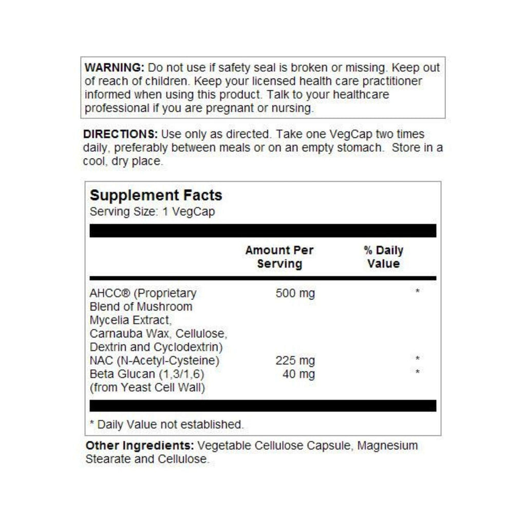 Solaray AHCC + NAC & Beta Glucan, Veg Cap (Plastic Bottle) – 30 Count
