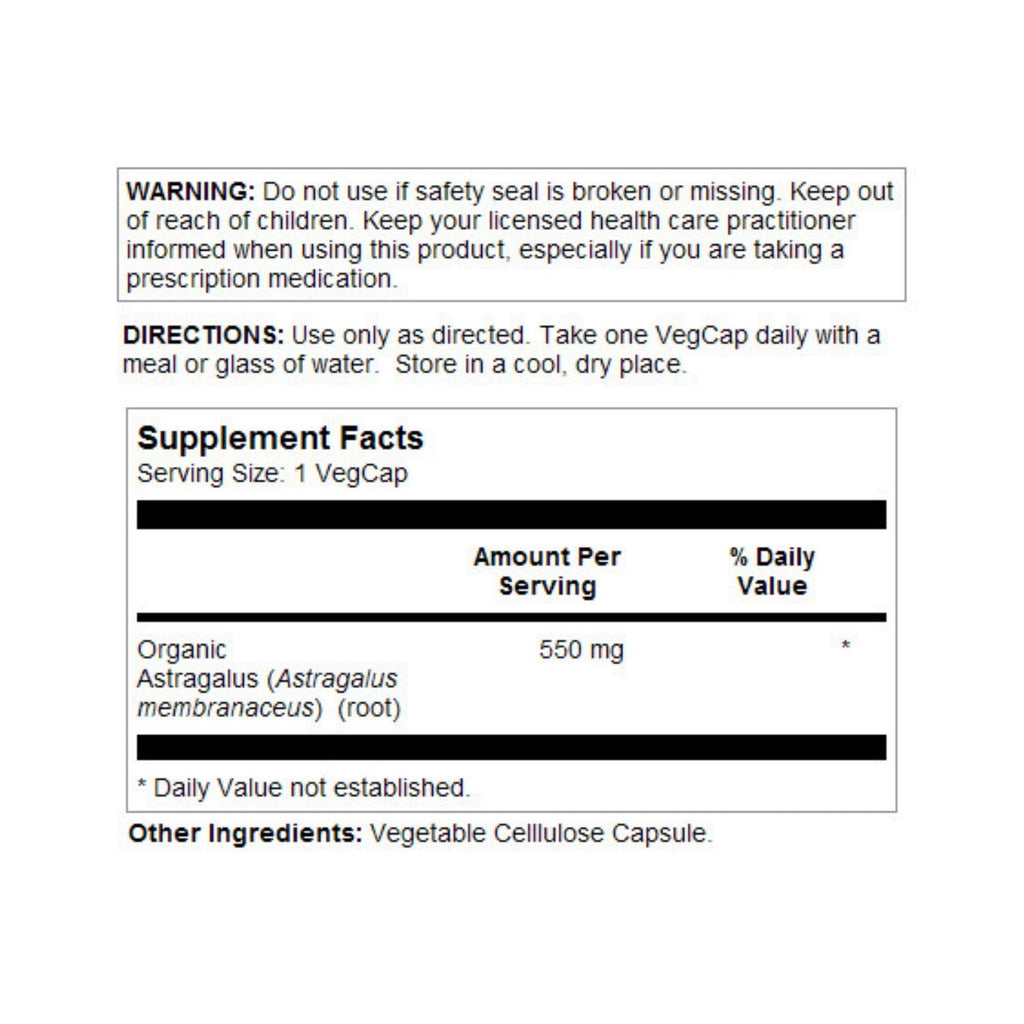 SOLARAY Astragalus Root 550mg - Immune Support & Stress Adaptogen - 100 VegCaps - Non-GMO & Vegan