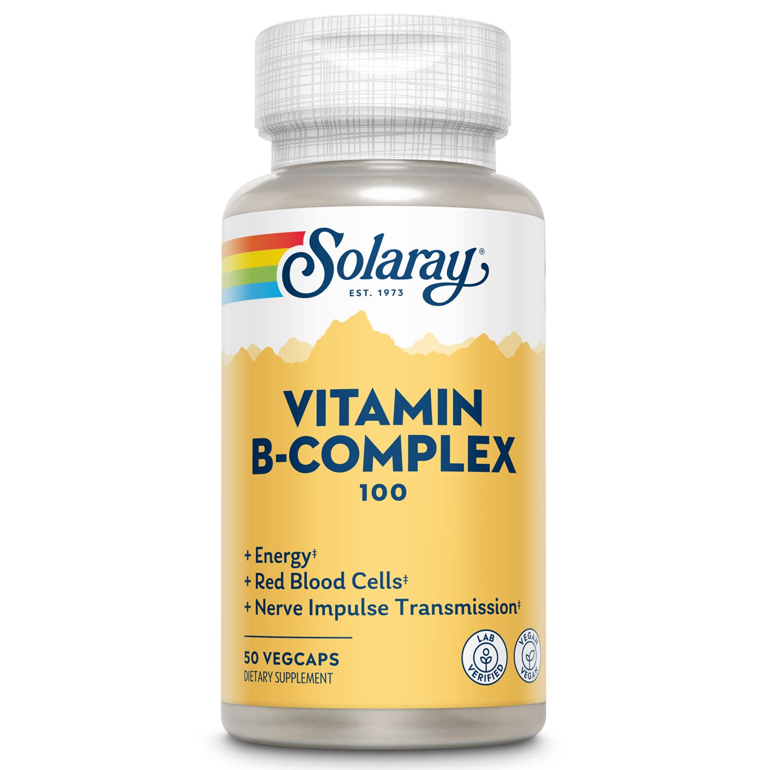 SOLARAY Vitamin B Complex 100 mg | Energy, Nerve & Immunity Support | Vegan 50ct