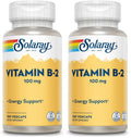 SOLARAY Vitamin B-2 Riboflavin 100 mg with Aloe Vera | Healthy Energy Metabolism, Skin, Hair & Nails | 100 CT (Pack of 2)