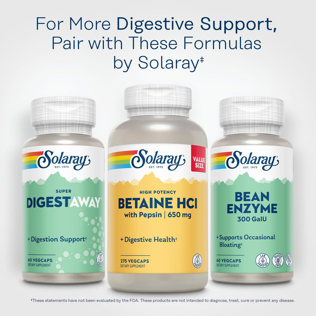 SOLARAY Bean Enzyme 300 GalU Alpha-Galactosidase – Digestive Enzymes for Bloating Relief, 60 VegCaps