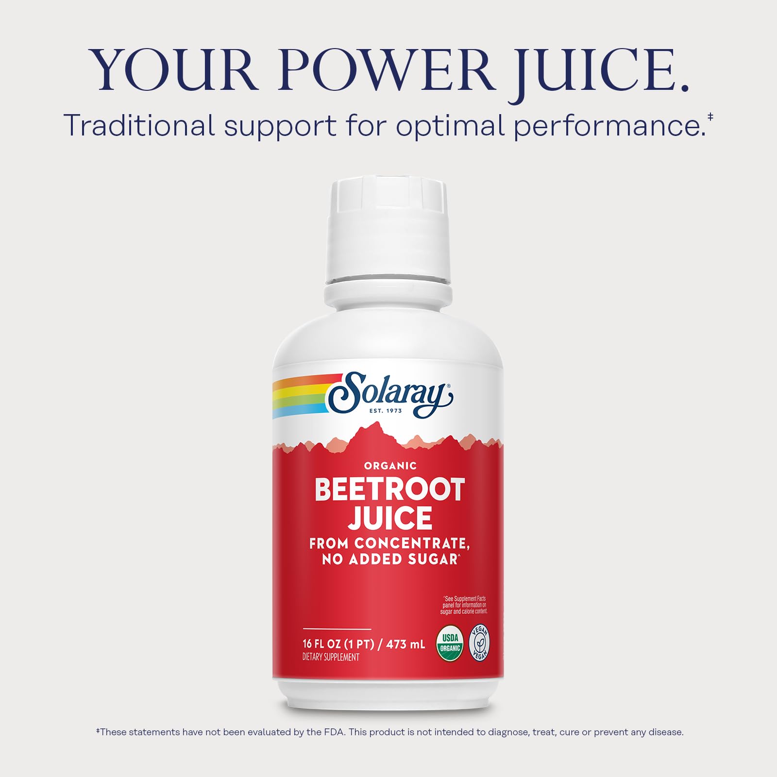 Solaray Organic Beetroot Juice from Concentrate | Supports Healthy Energy, Heart & Brain Function | 16 fl oz, 16 Servings
