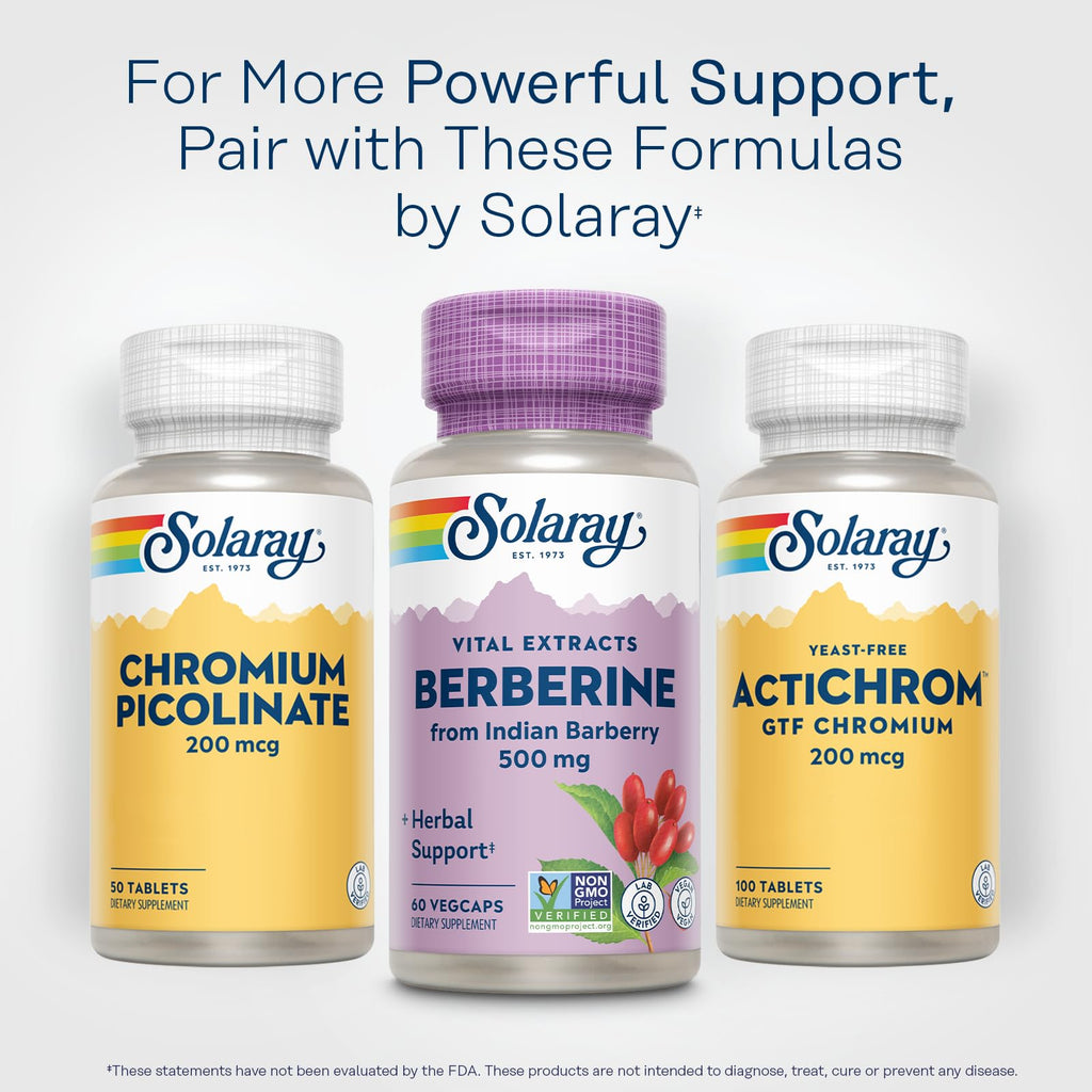 SOLARAY Berberine 500mg – Berberine Supplement for a Healthy, Active Lifestyle | 60 Servings, Vegan & Non-GMO