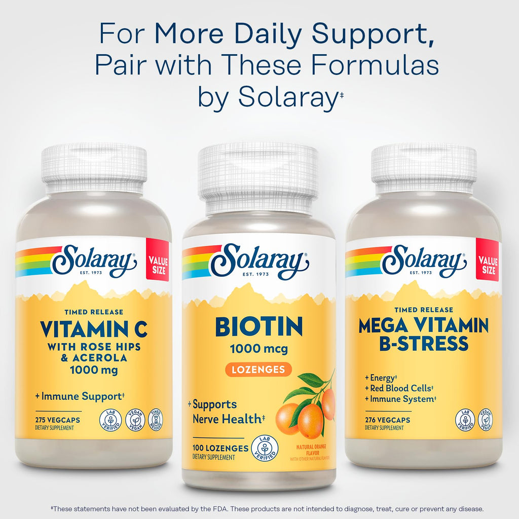 SOLARAY Biotin 1000mcg Lozenges – Vitamin B7 with Vitamin A, Orange Flavor | 60-Day Guarantee, 100 Servings