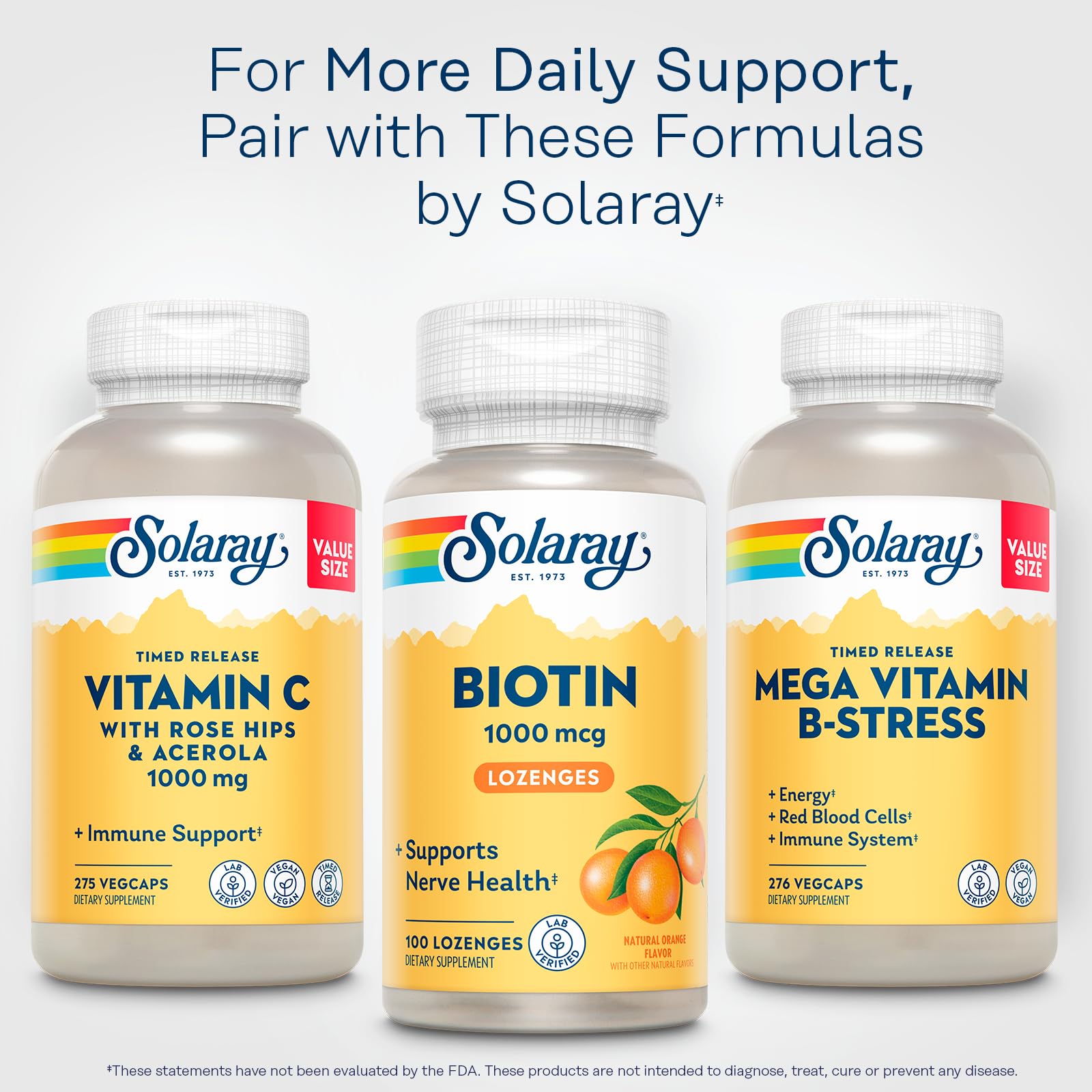SOLARAY Biotin 1000mcg Lozenges – Vitamin B7 with Vitamin A, Orange Flavor | 60-Day Guarantee, 100 Servings