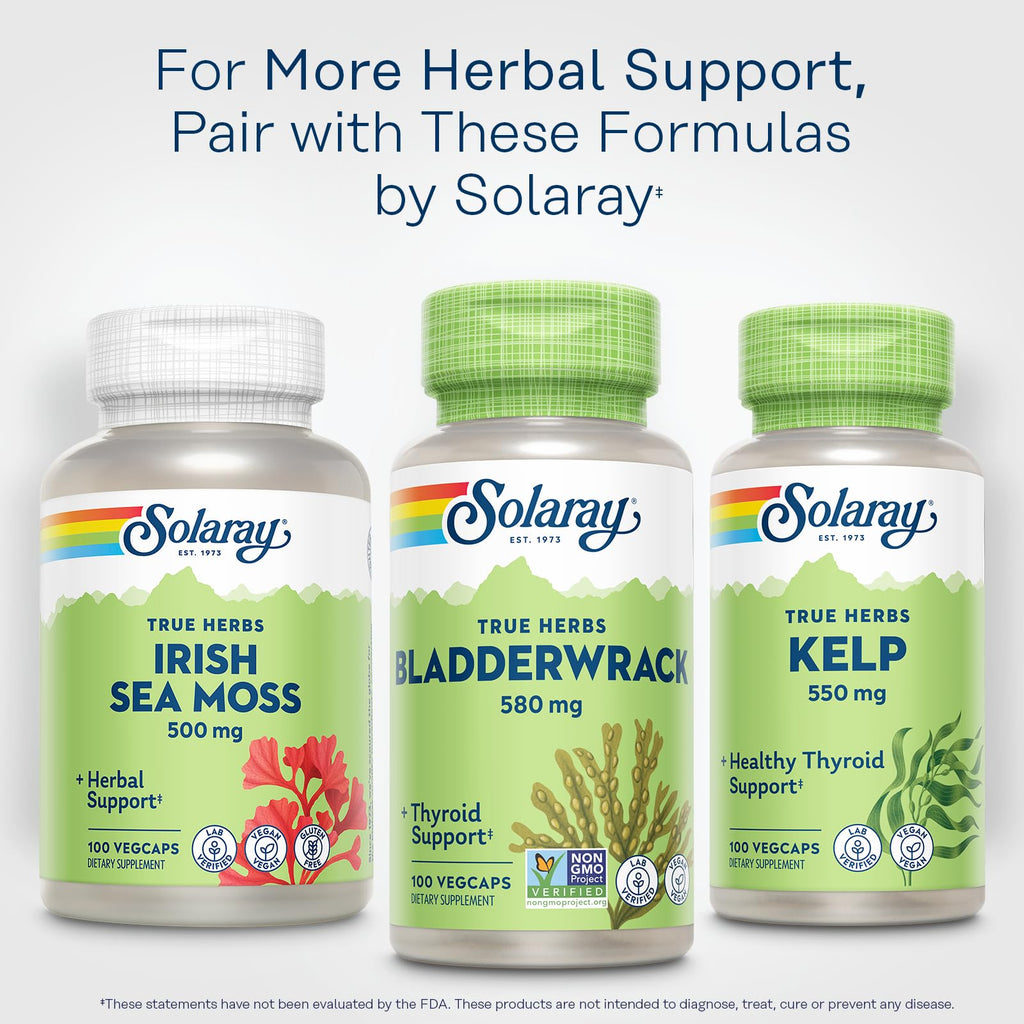 SOLARAY Bladderwrack Capsules 580 mg | Vegan Seaweed Supplement & High Iodine